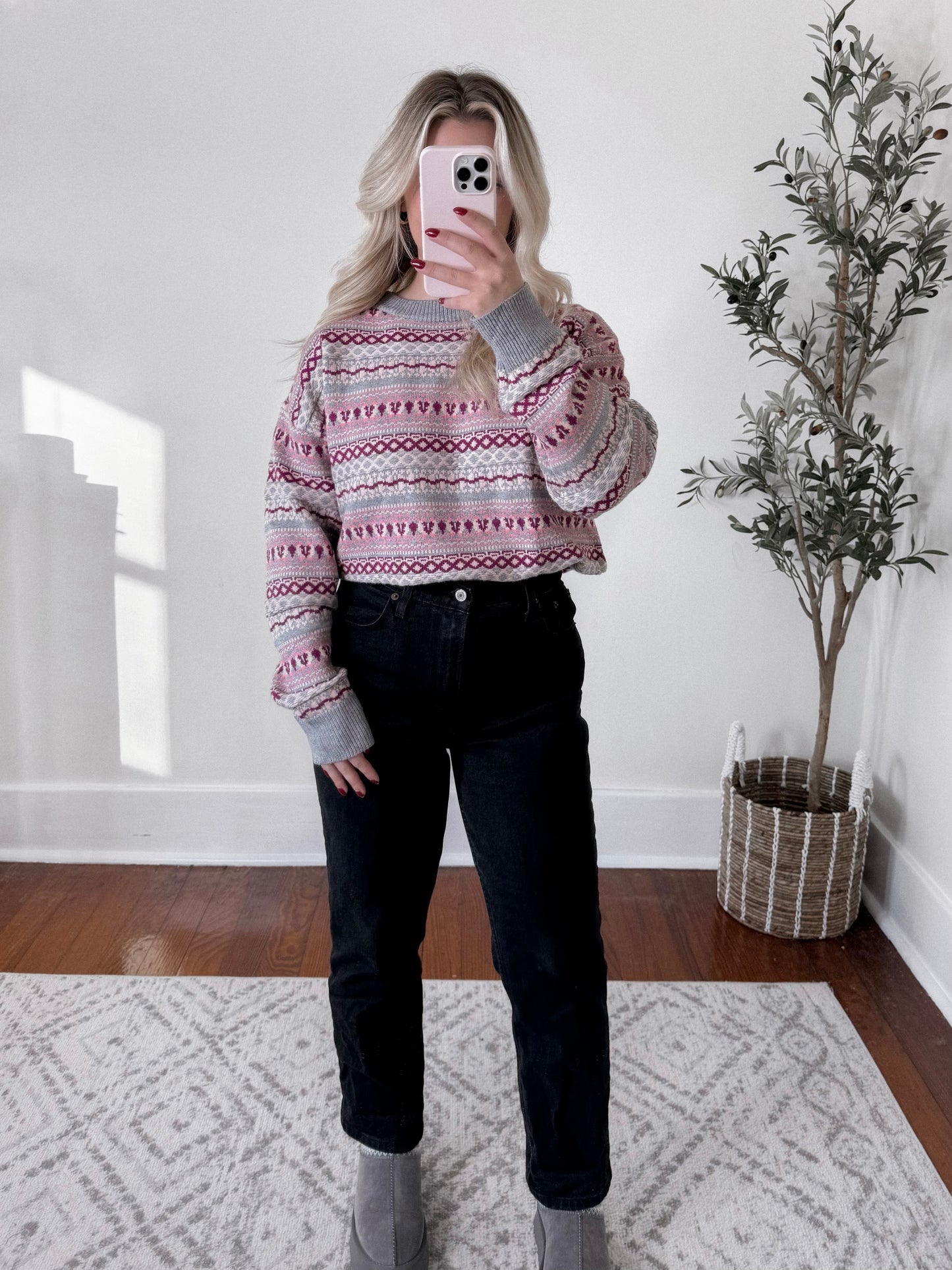 Pink Christmas Fair Isle Sweater Final Sale