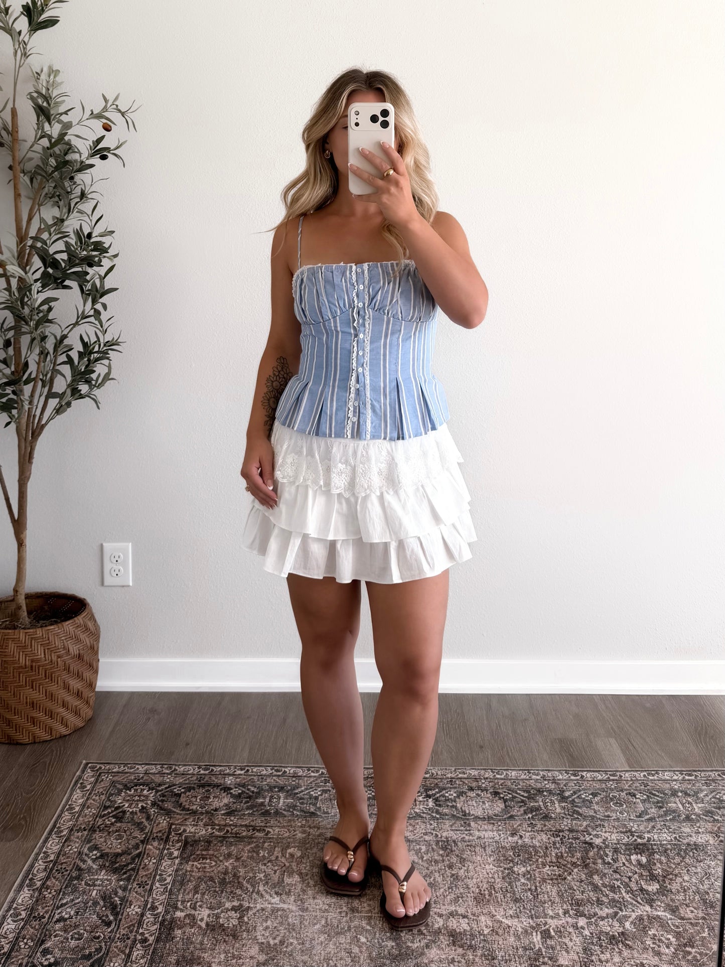 Lunaria Button Striped Tank