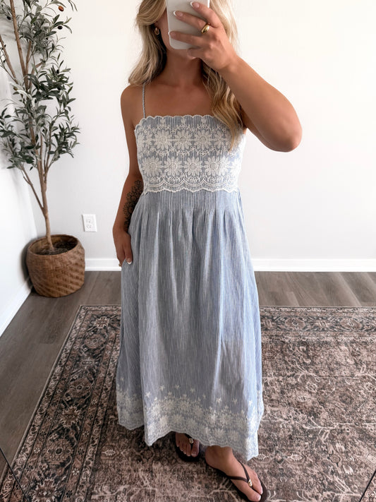Summer Cottage Embroidered Midi Dress