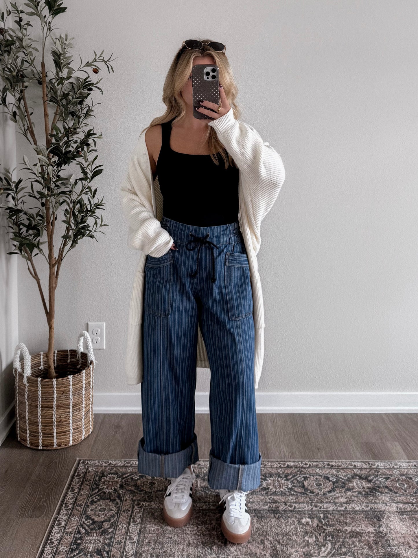 Drew Pinstripe Pant / Dark Denim