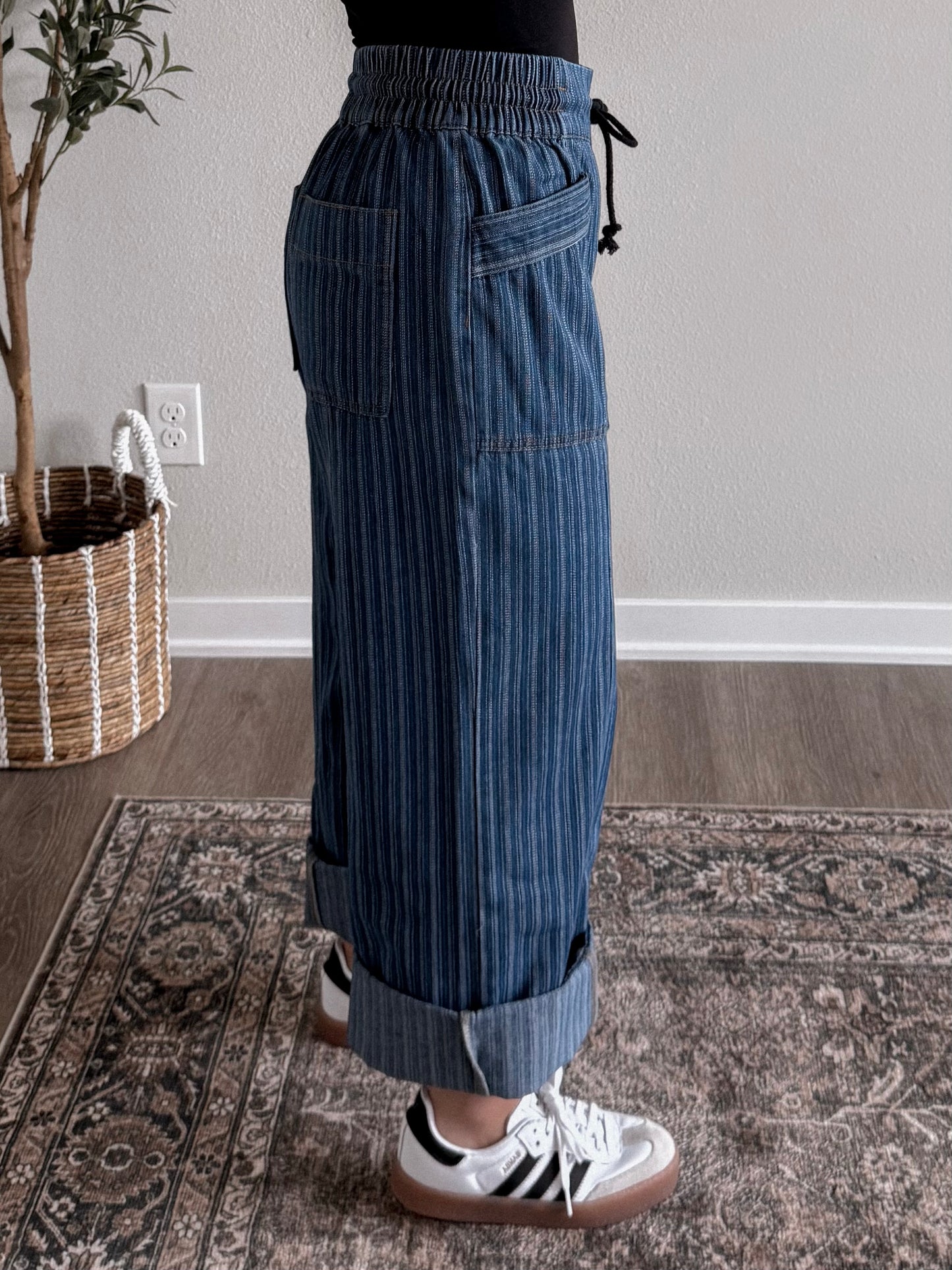 Drew Pinstripe Pant / Dark Denim