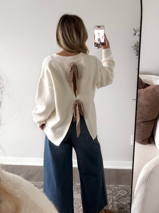 Honey Cream Bow Back Sweater