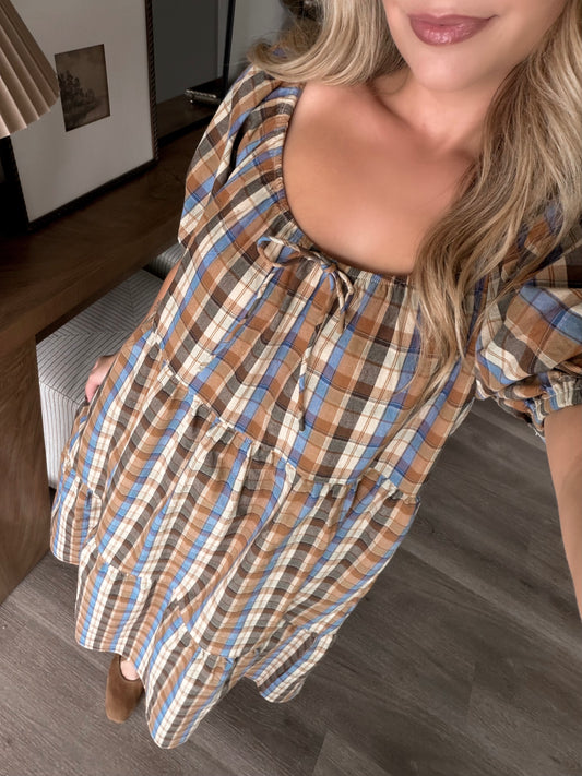 Fall Tradition Plaid Midi Dress