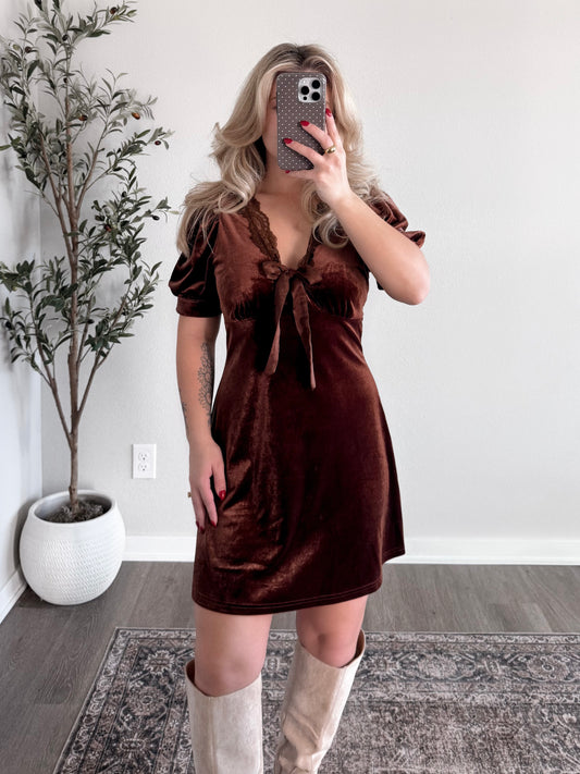 Midnight Espresso Velvet Dress