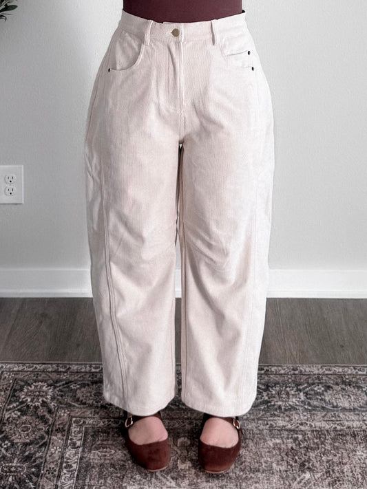 Summit Corduroy Barrel Pant / Cream