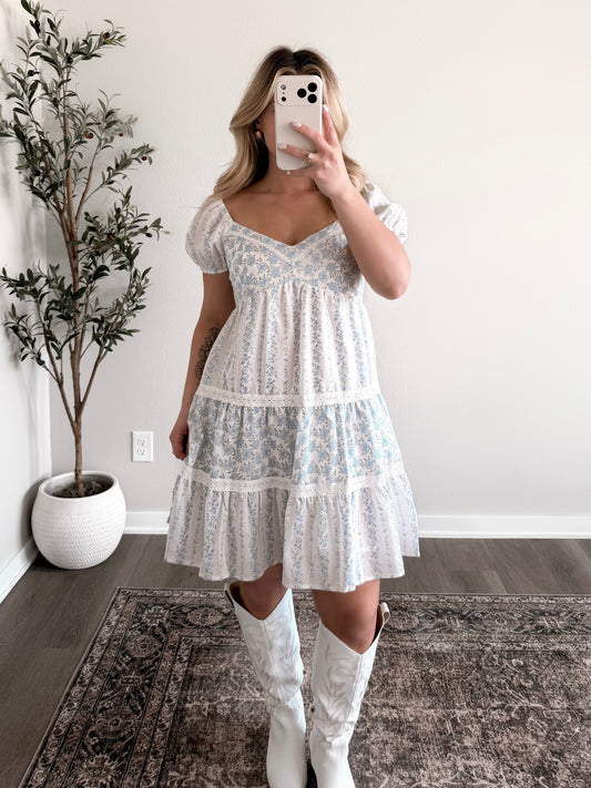 Forget-Me-Not Floral Babydoll Dress