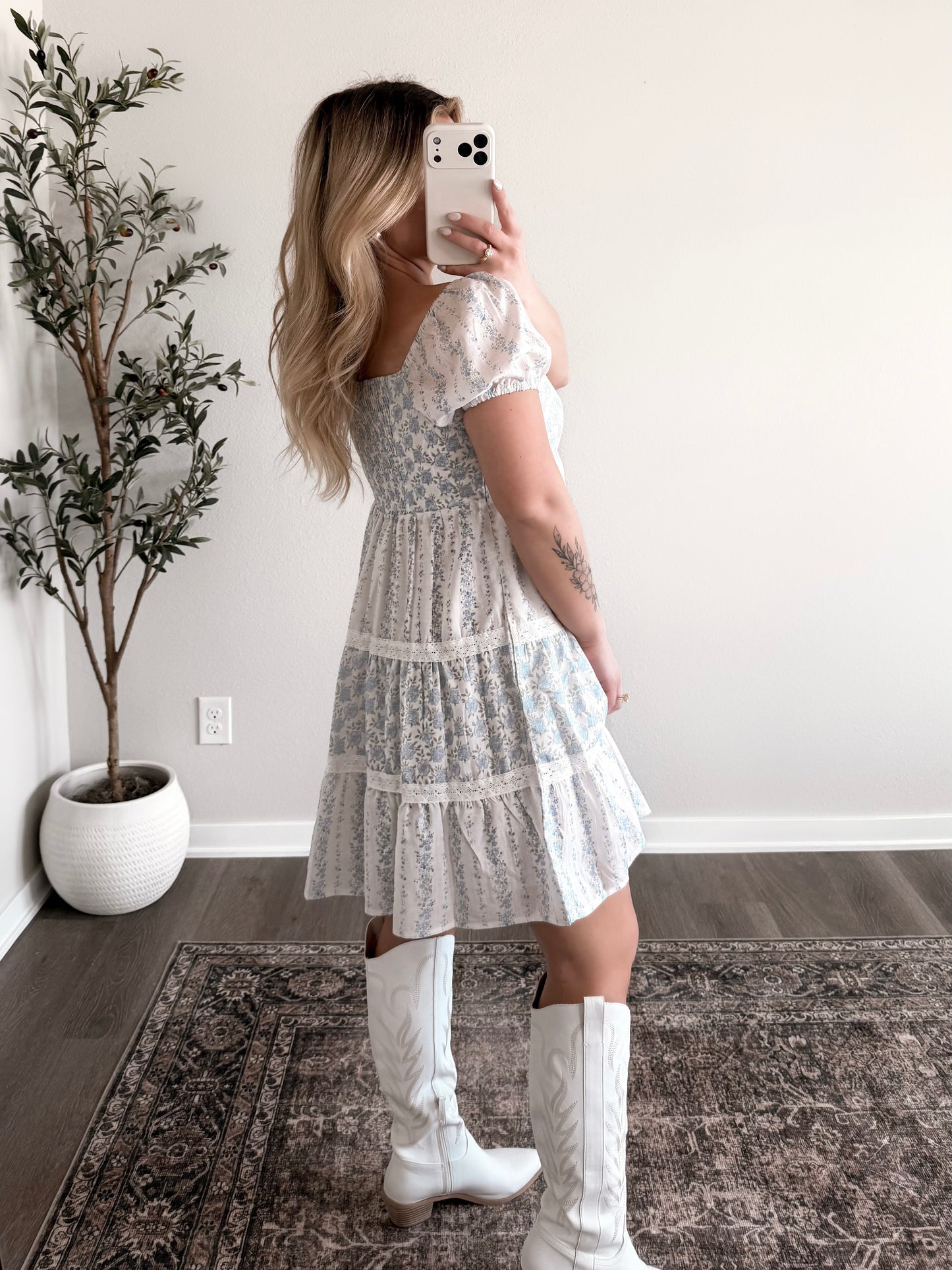 Forget-Me-Not Floral Babydoll Dress