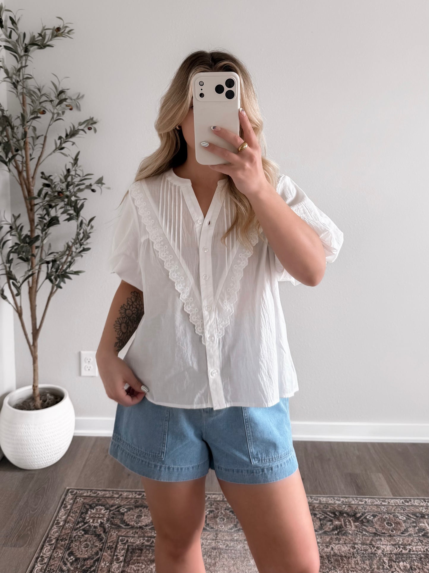 Mallory Cotton Button Blouse