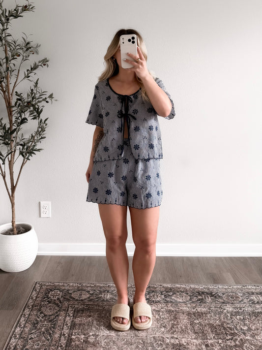 Liberty Gingham Short Set / Navy