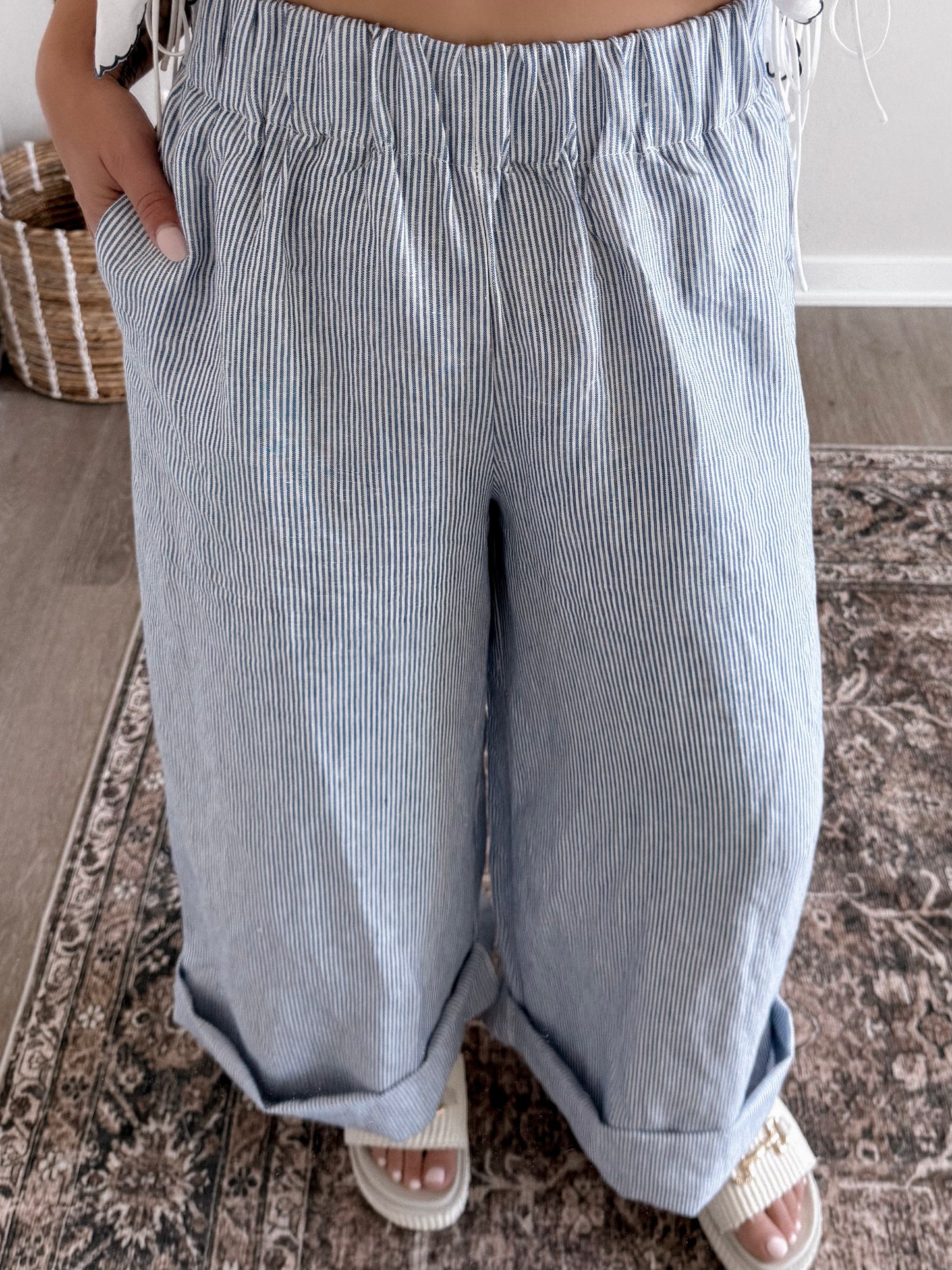 Coastal Striped Wide Leg Pant (Tall Friendly)