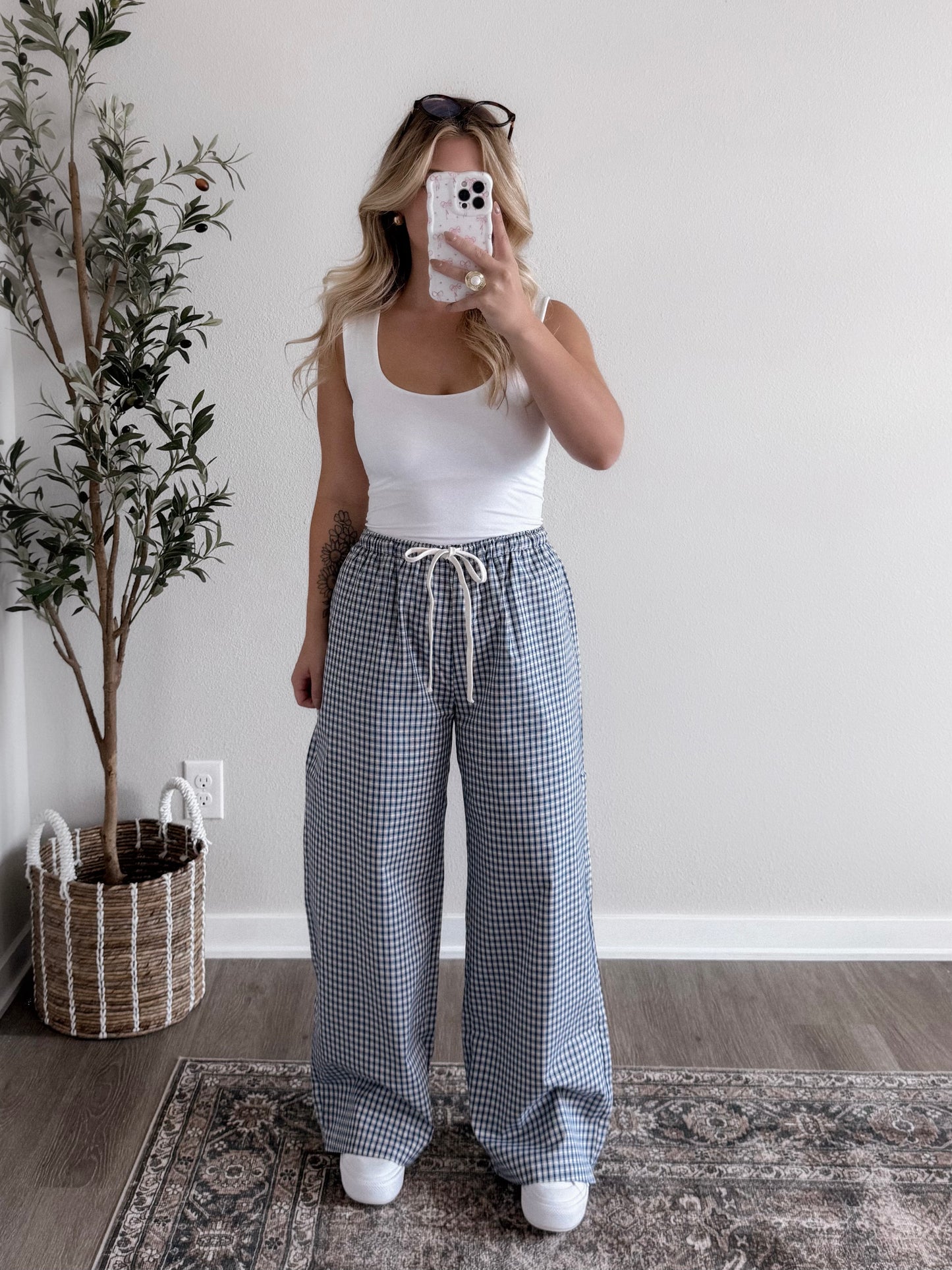 Library Studies Grid Pants / Lt Navy