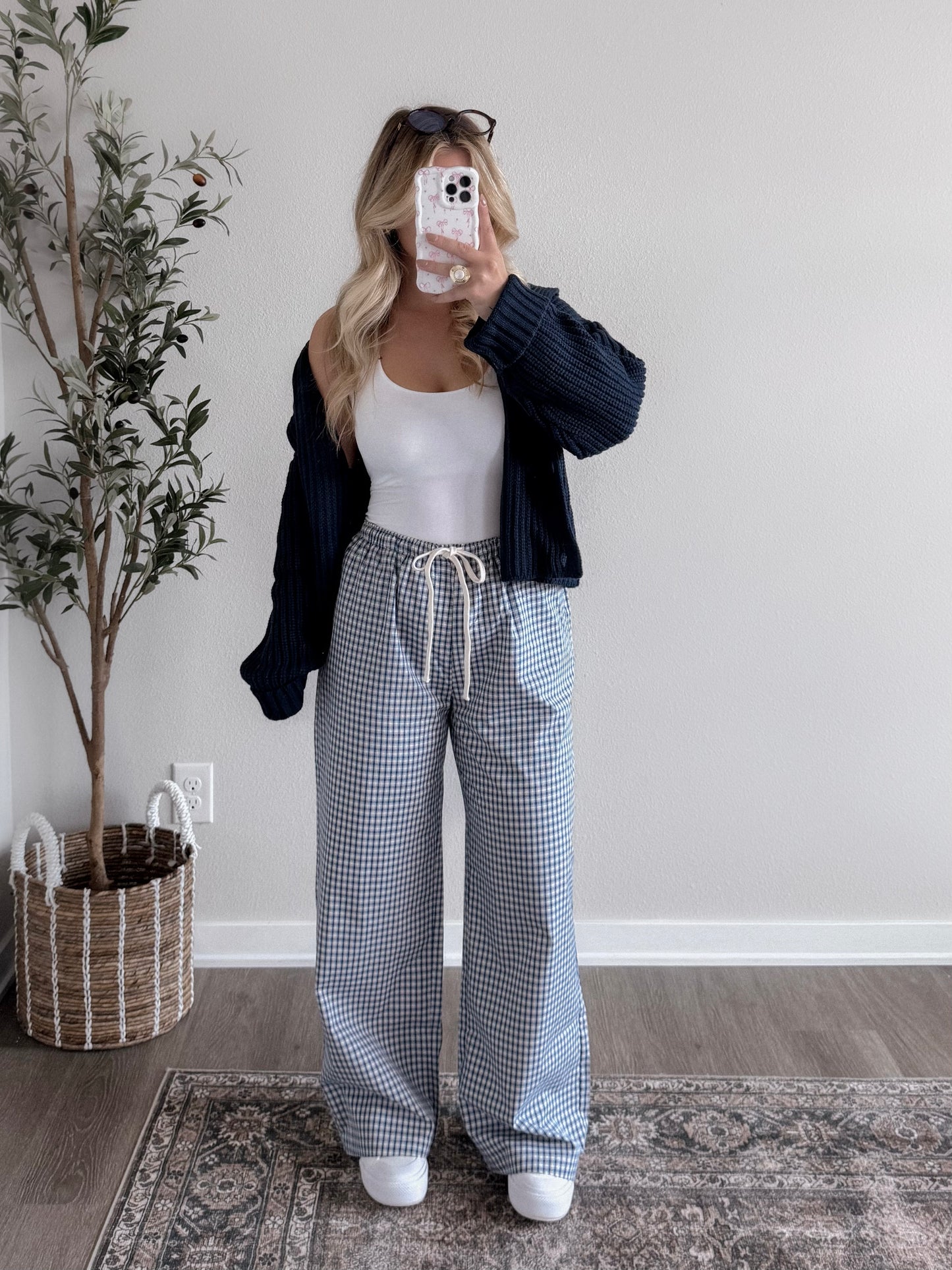 Library Studies Grid Pants / Lt Navy