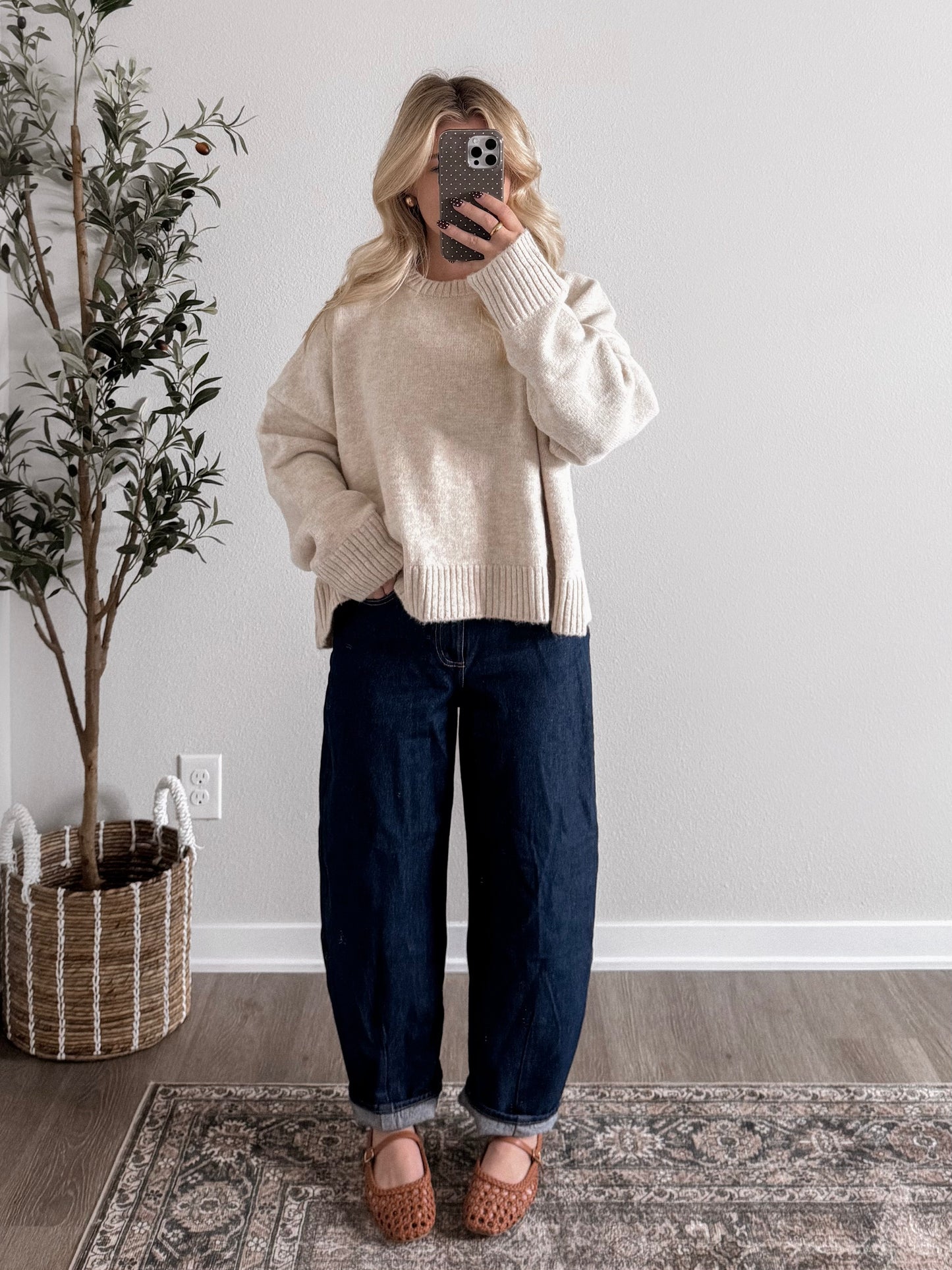 Oatmeal Chai Tie Back Sweater