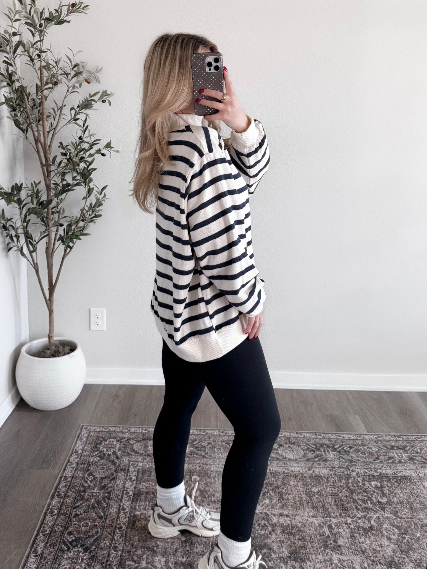 Sunday Striped Mock Neck / Navy