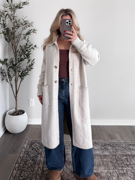 Midwinter Muse Knit Coatigan / Oat