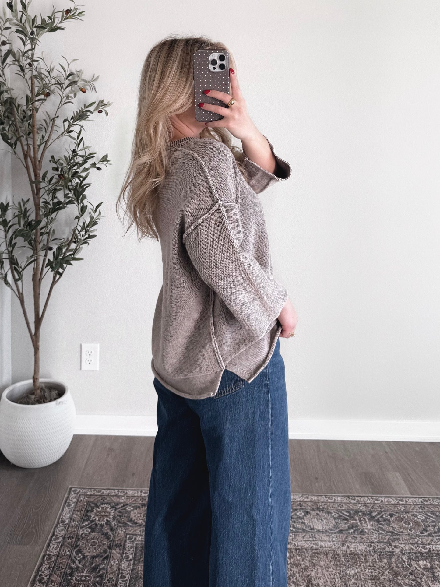 Cozy Knit Relaxed Sweater / Mocha