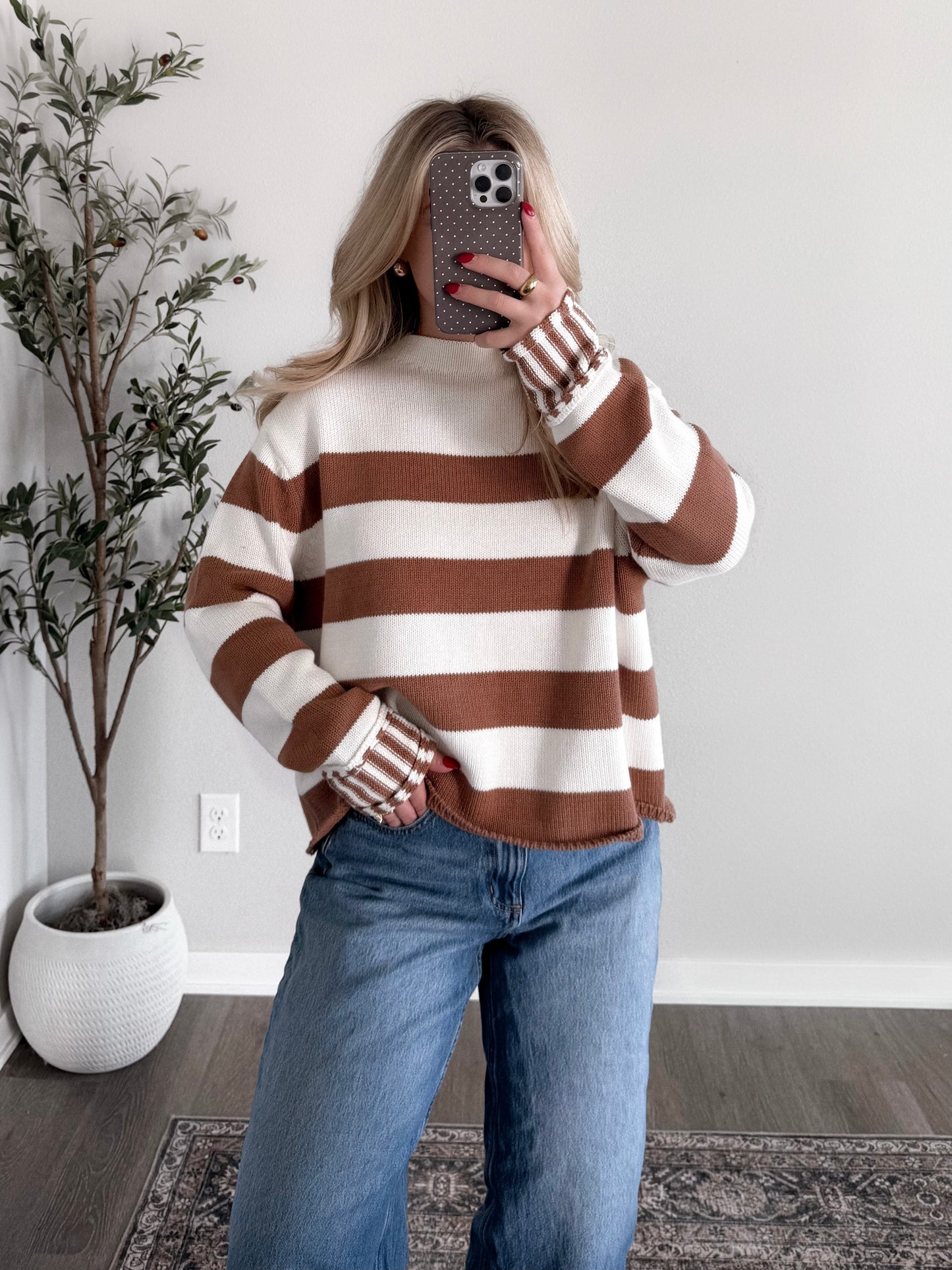 Lowen Striped Knit Sweater / Brown
