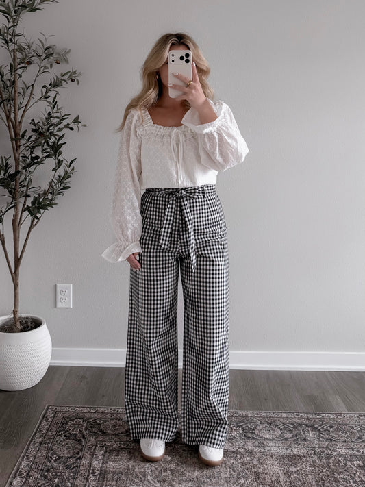 Harper Gingham Wide Leg Pant