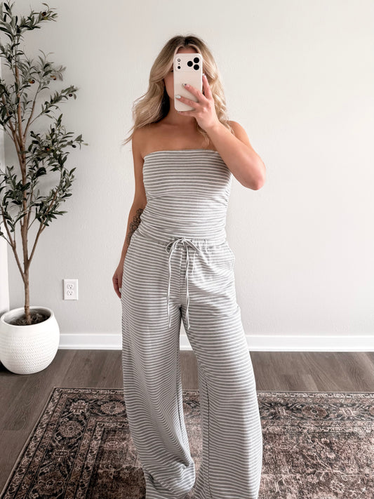 On Repeat Striped Set / Grey White