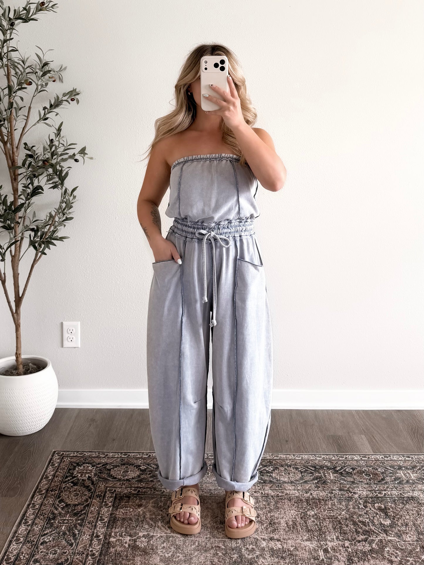 Lounge Line Barrel Jumpsuit (Restocking Mid Aug)