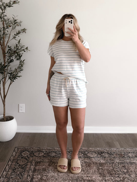 Chill Blue Striped Short Set