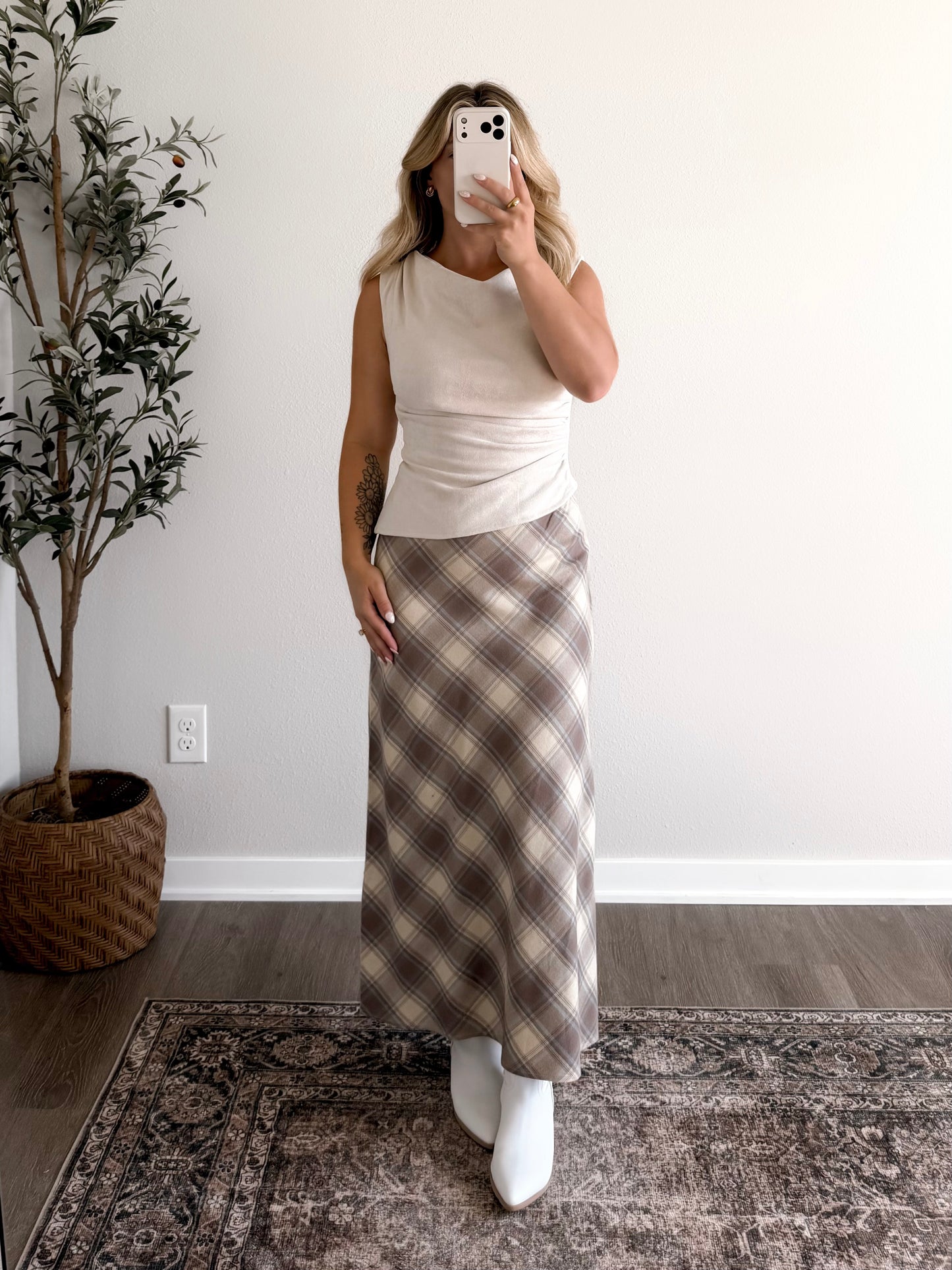 Oakwood Plaid Midi Skirt (Restocking End of August)