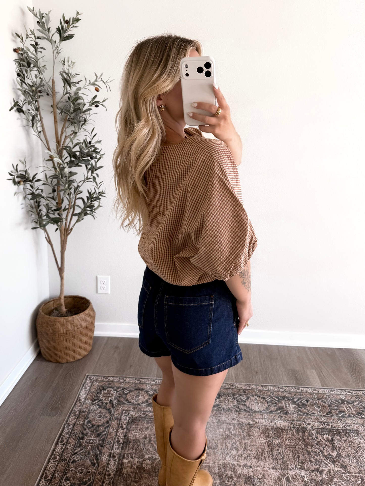 Cider Lane Gingham Bubble Top