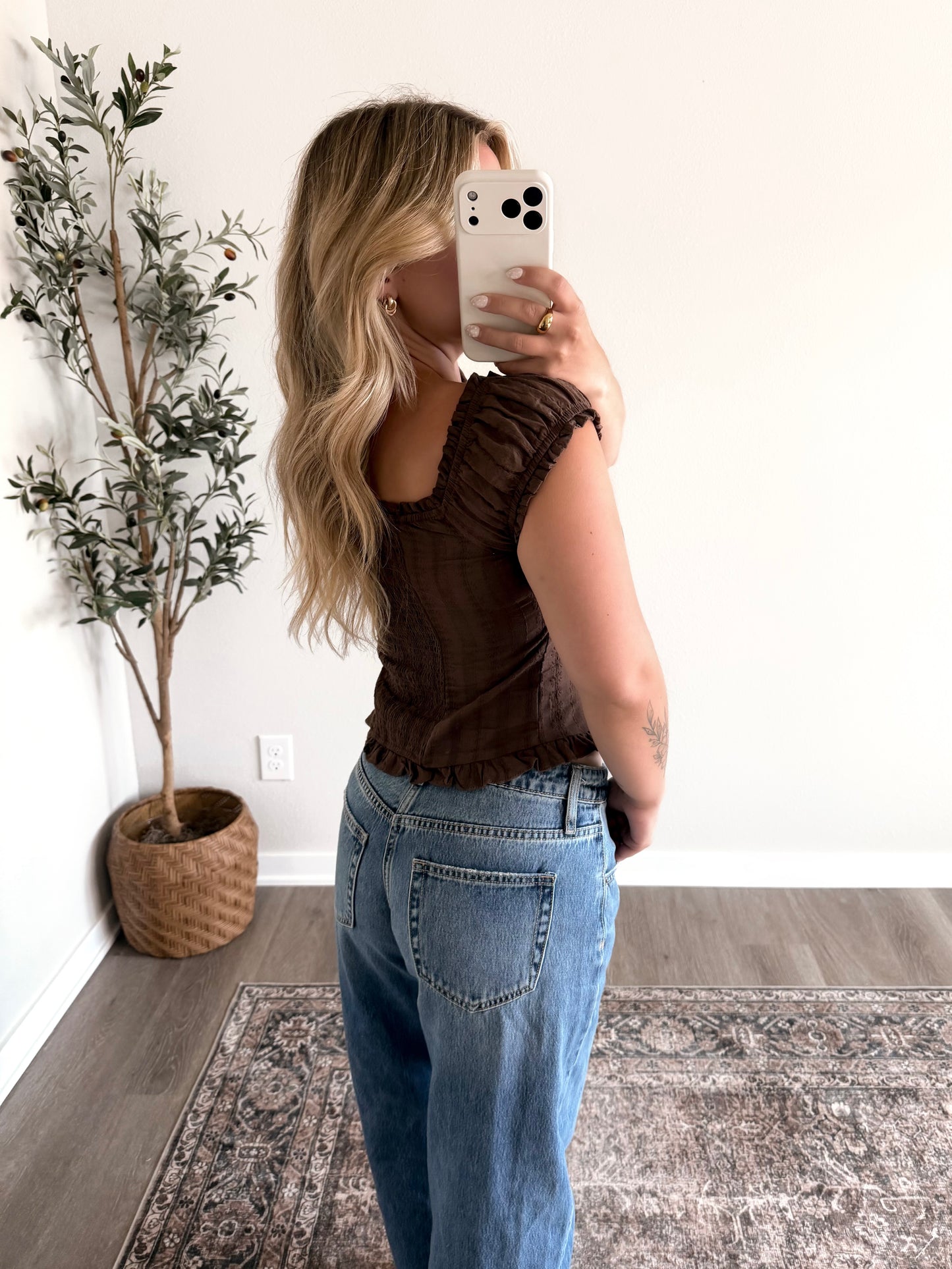 Monti Button Down Top / Brown (PREORDER EST SHIP 7.27)