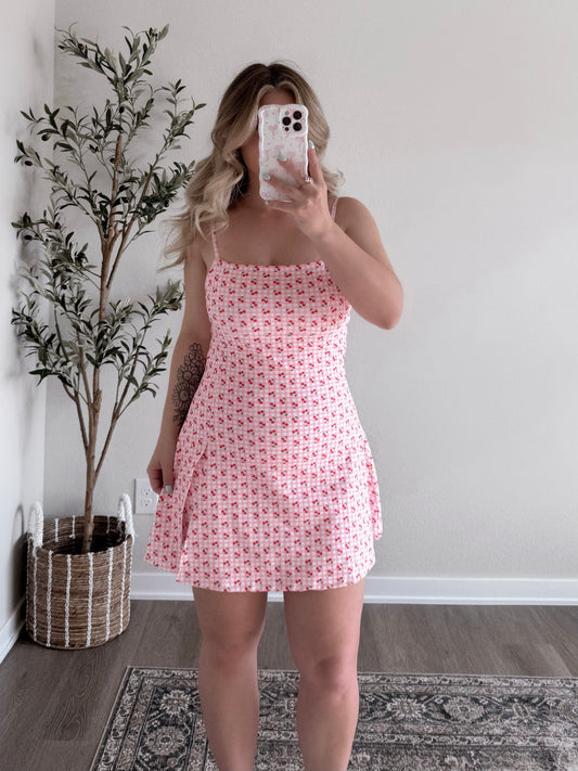 Cherry Gingham Athleisure Dress Final Sale