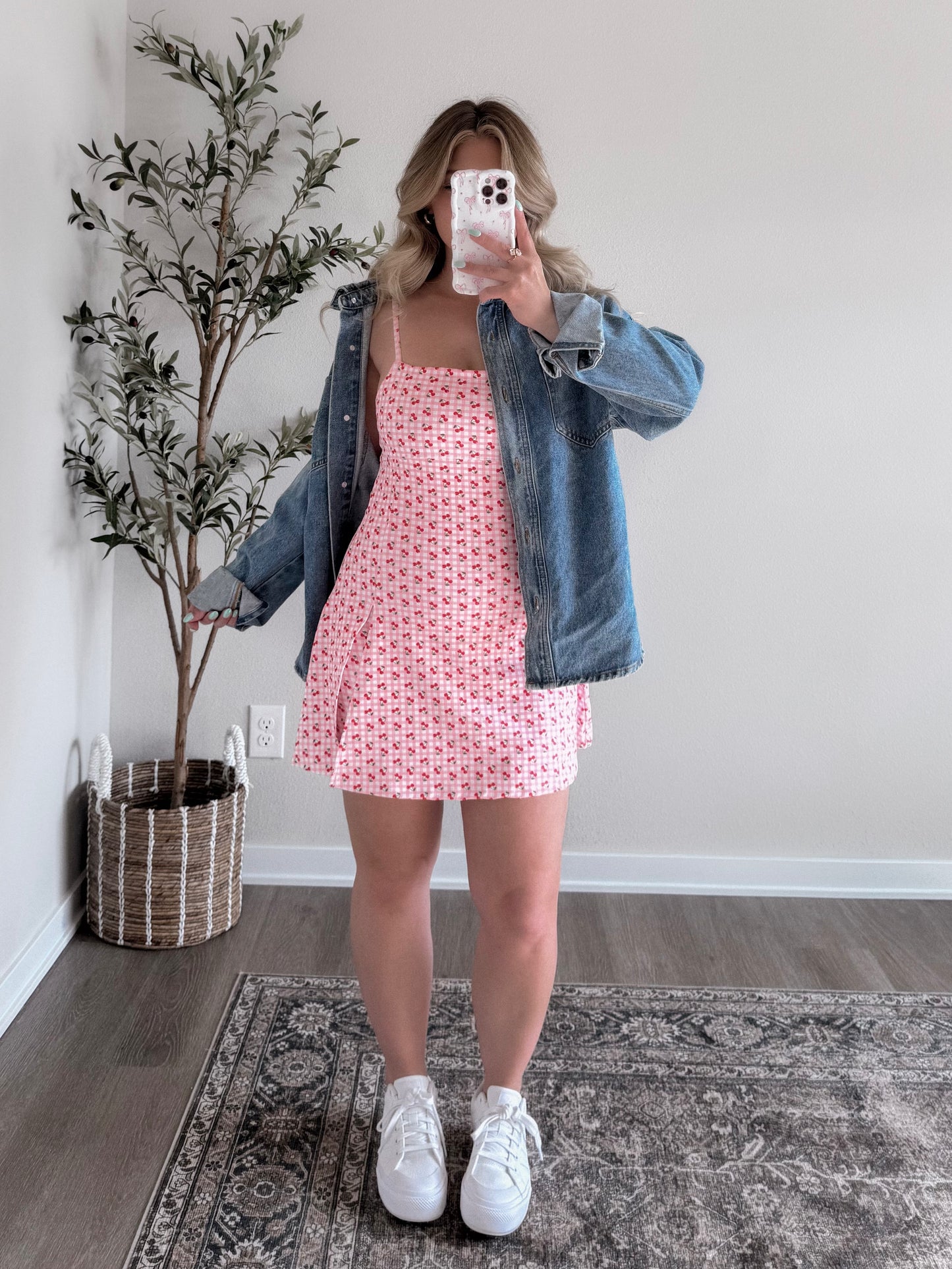 Cherry Gingham Athleisure Dress Final Sale