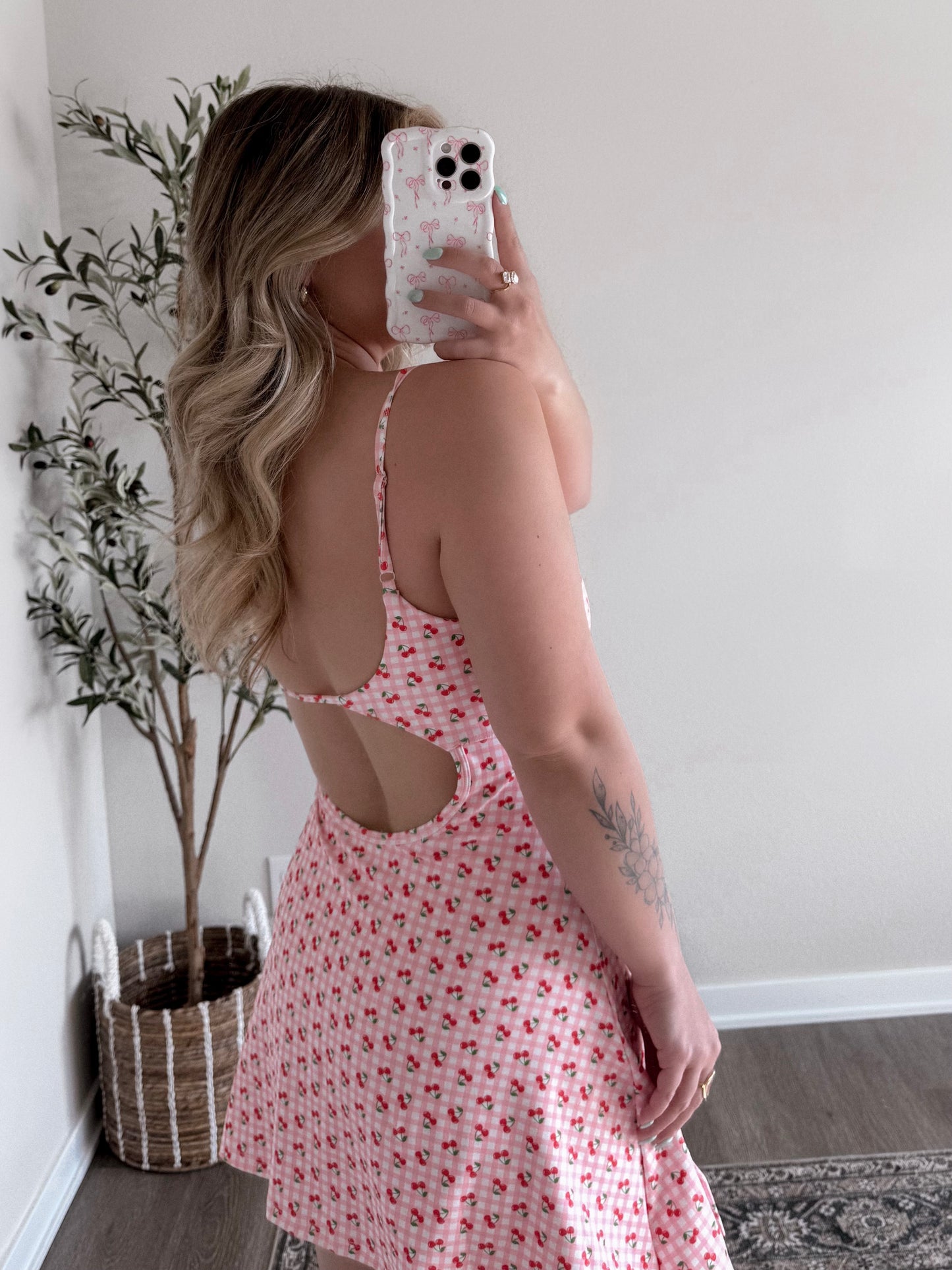 Cherry Gingham Athleisure Dress