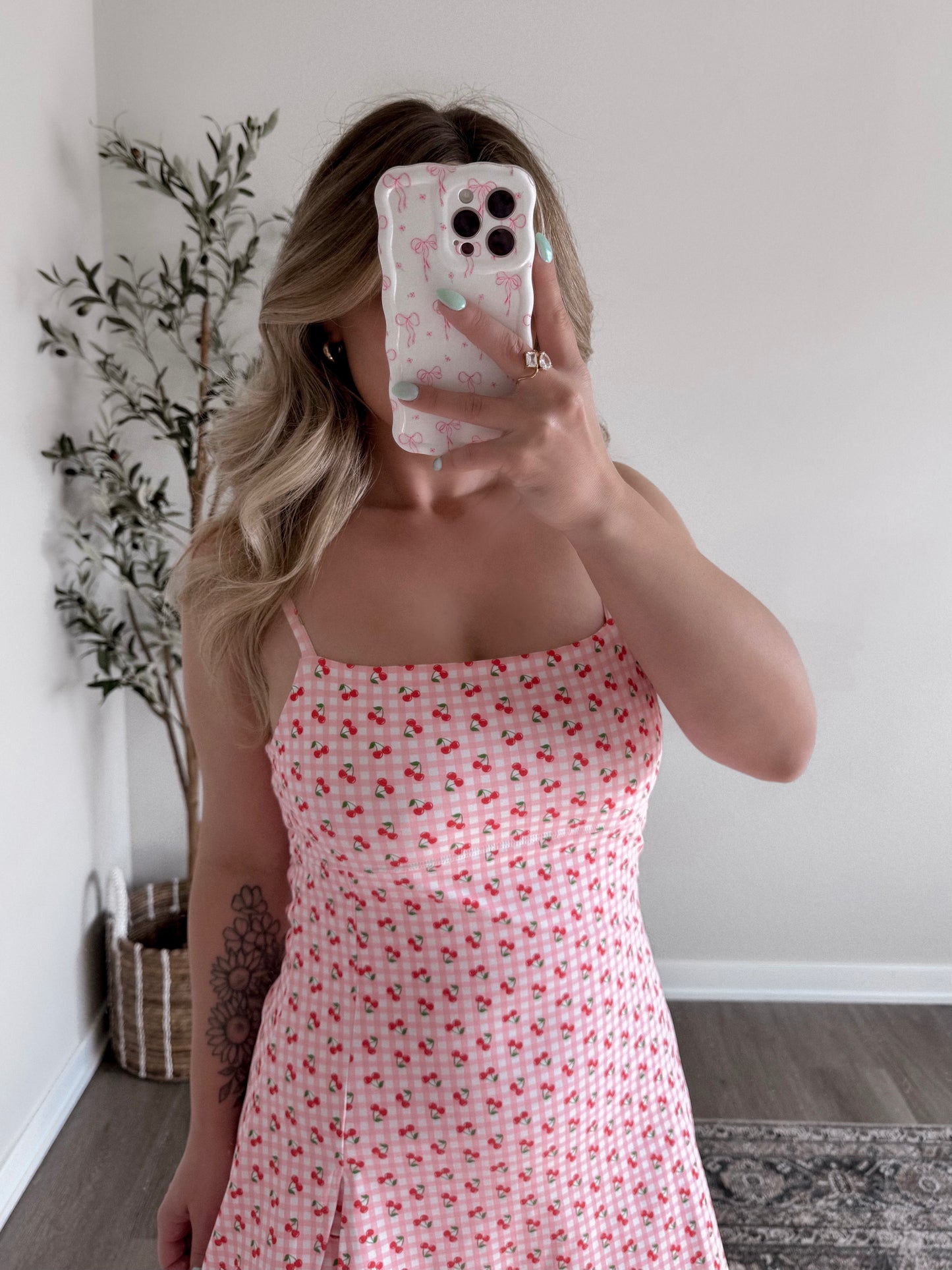 Cherry Gingham Athleisure Dress