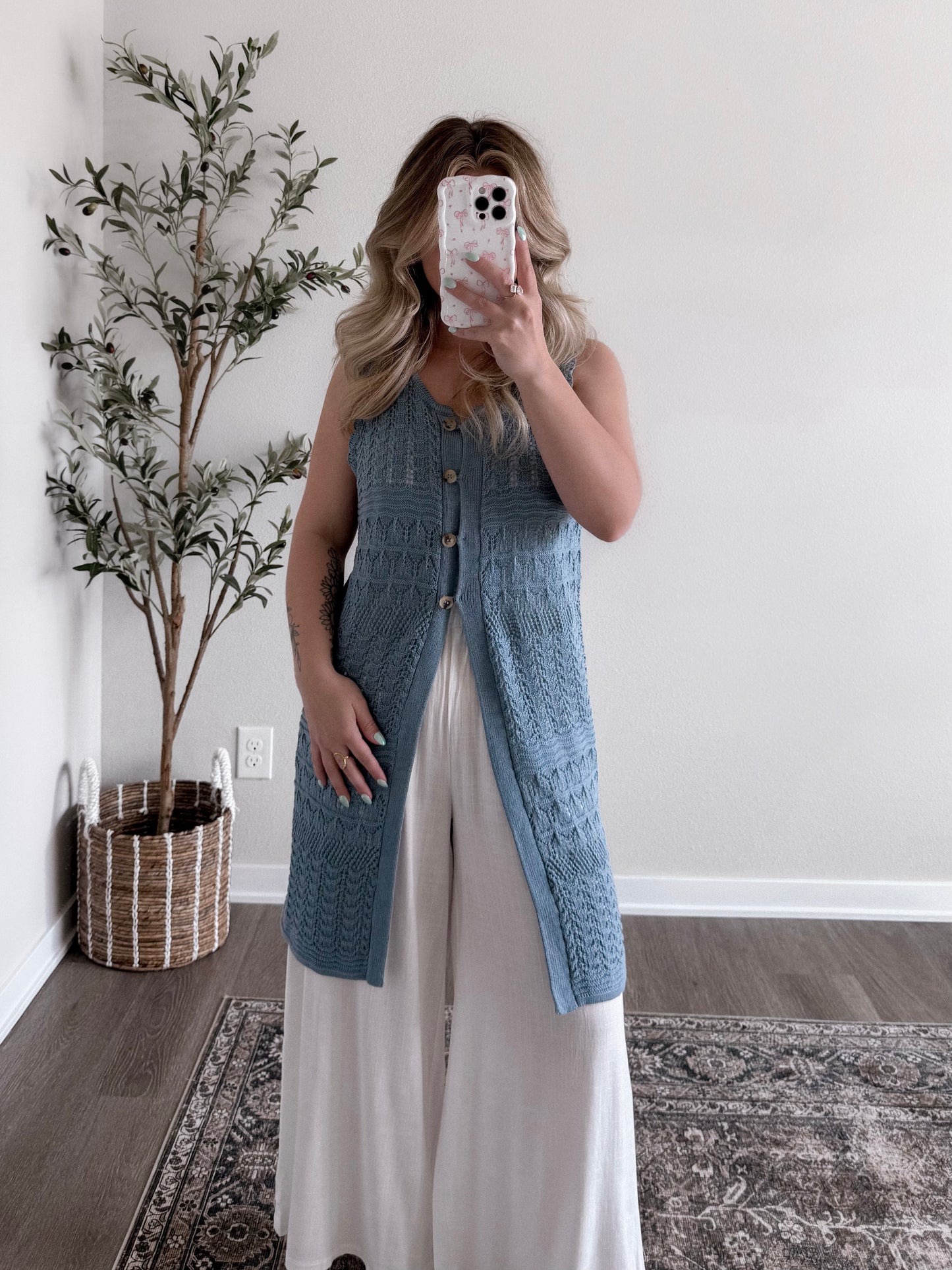 Crochet Knit Button Cardigan