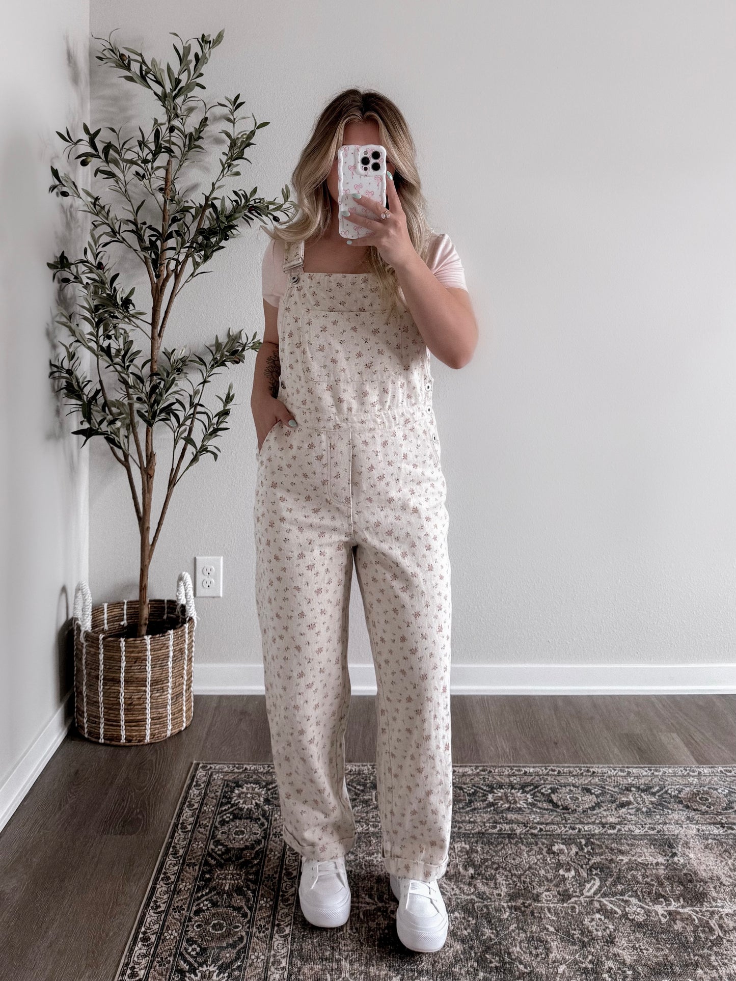 Flower Picking Overall Jumpsuit / Cream