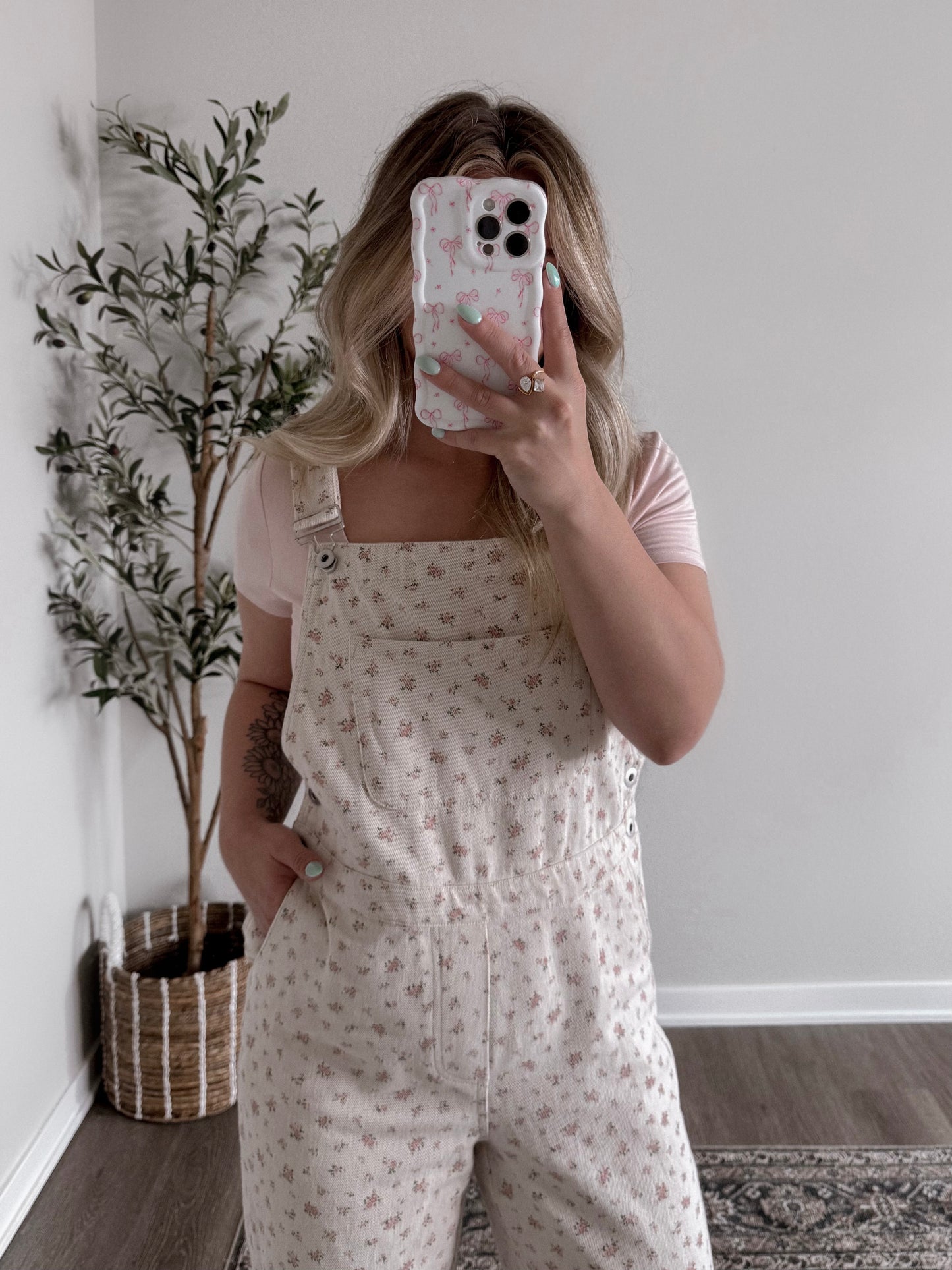 Flower Picking Overall Jumpsuit / Cream