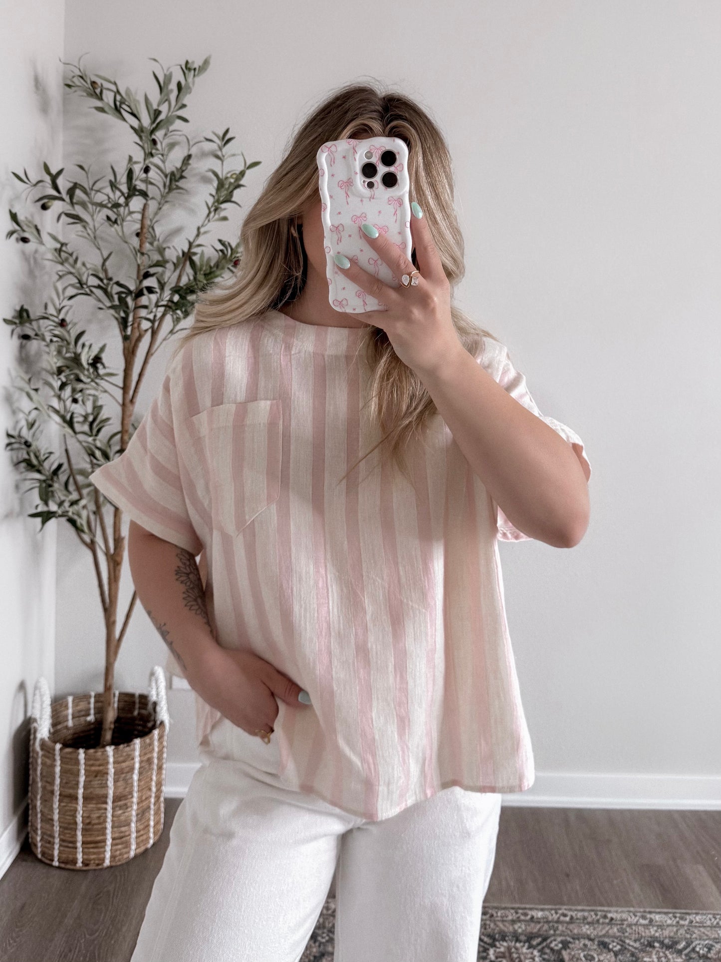 Ocean Sunset Oversized Striped Tee
