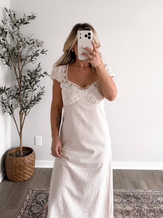 Honeycomb Gingham Maxi Dress