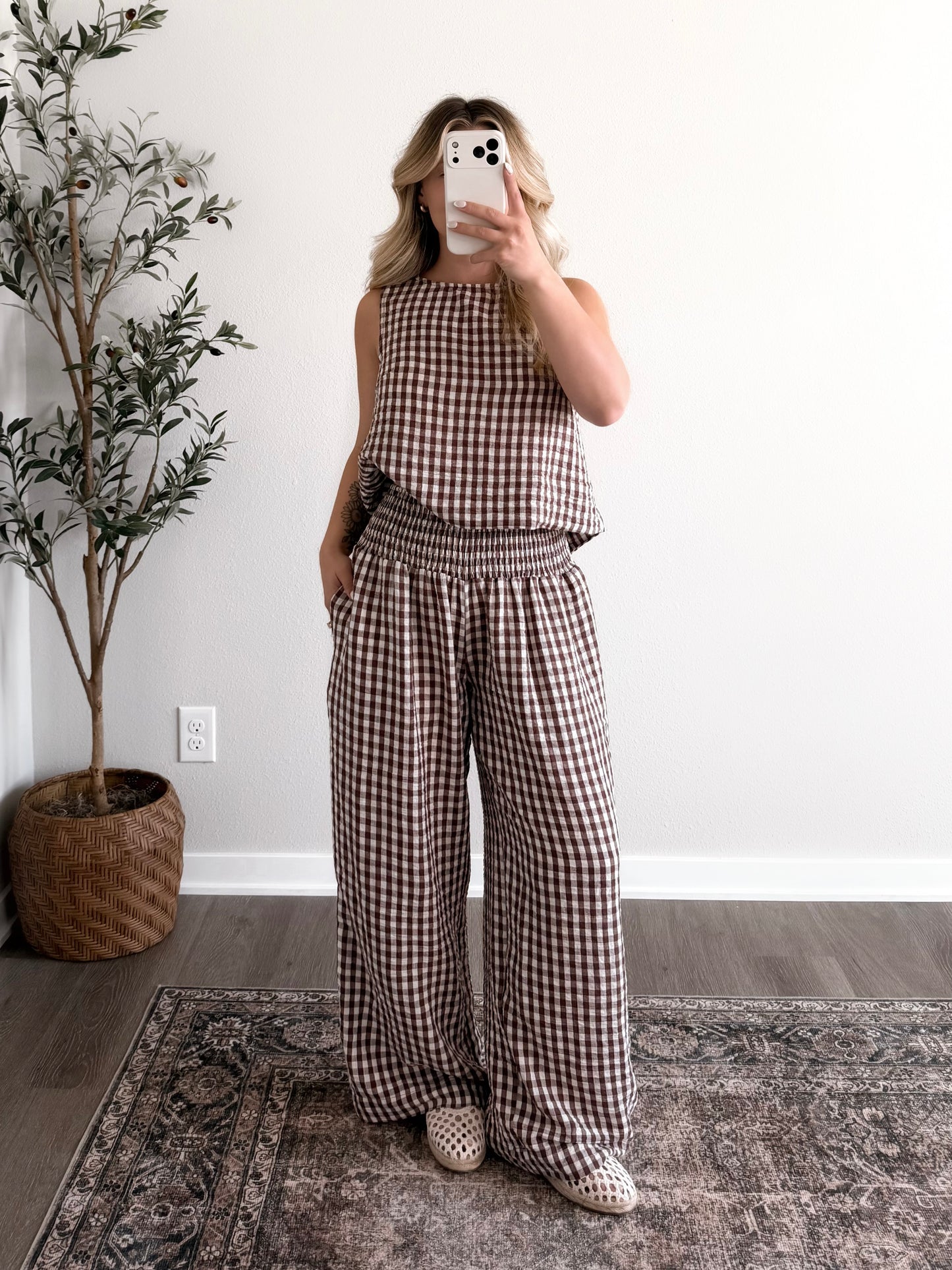 Georgia Gingham Pant / Brown
