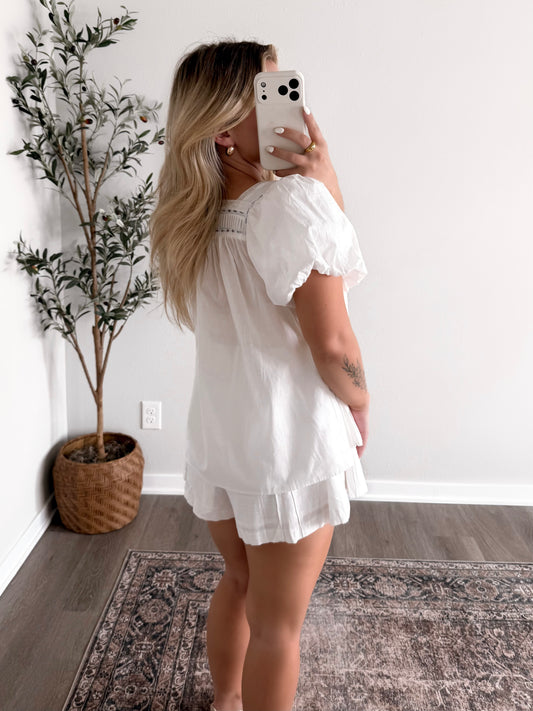 Sophia White Babydoll Top