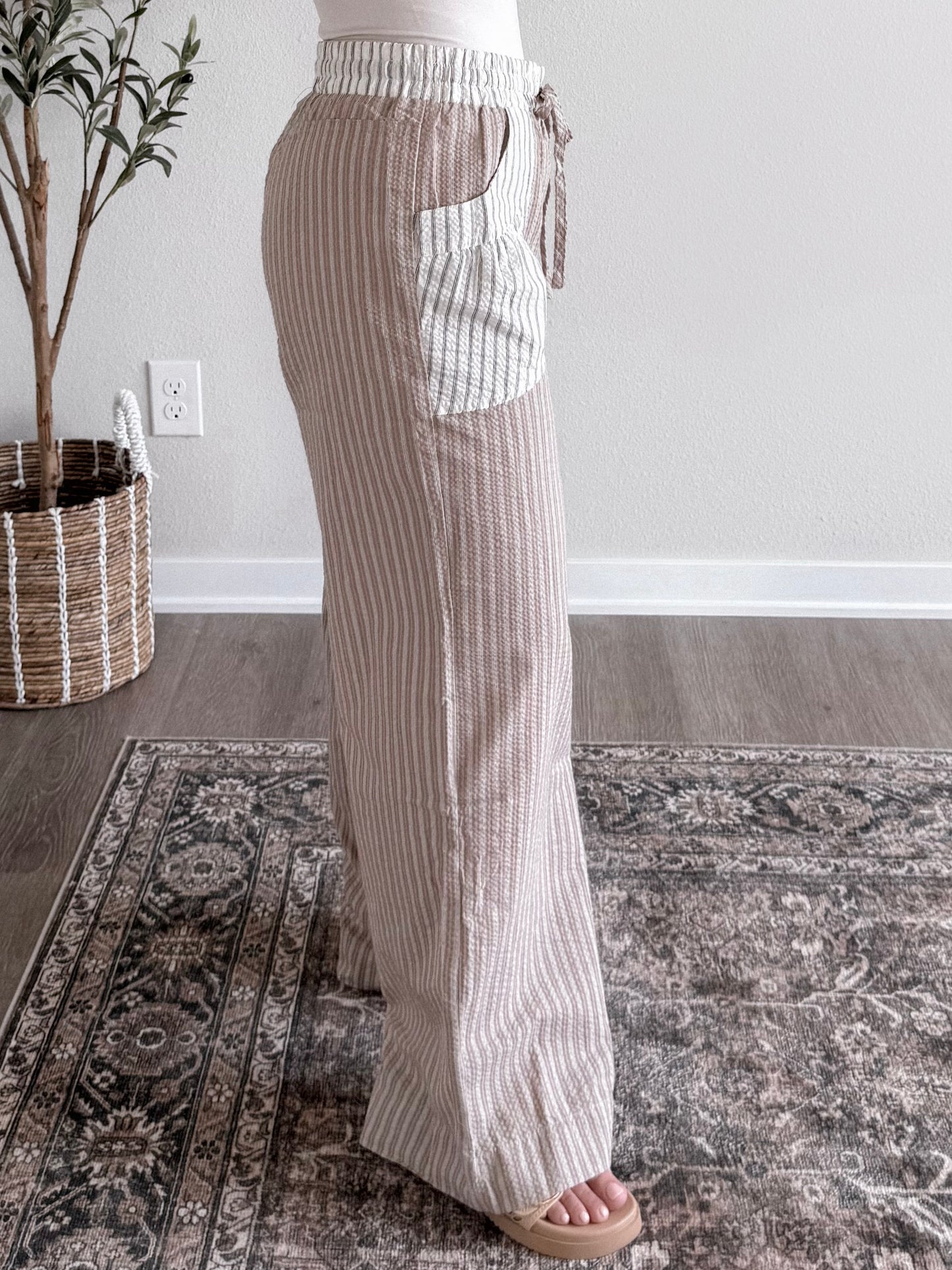 Care Free Striped Wide Leg Pant