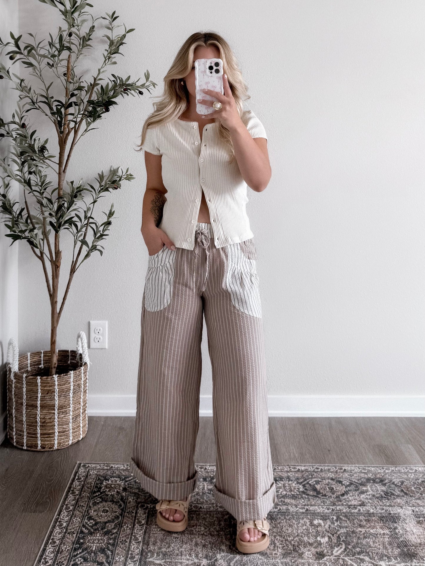 Care Free Striped Wide Leg Pant