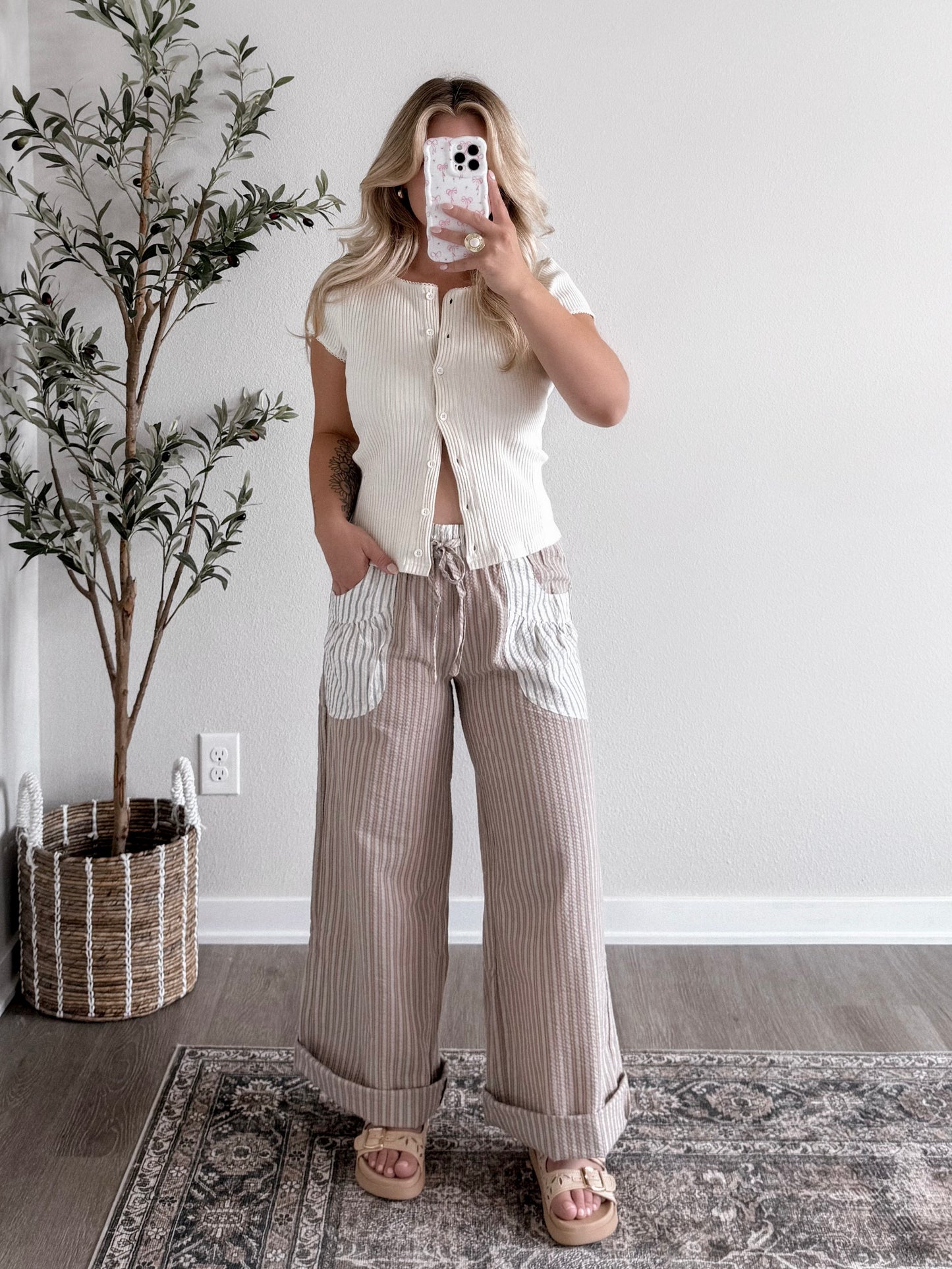 Care Free Striped Wide Leg Pant