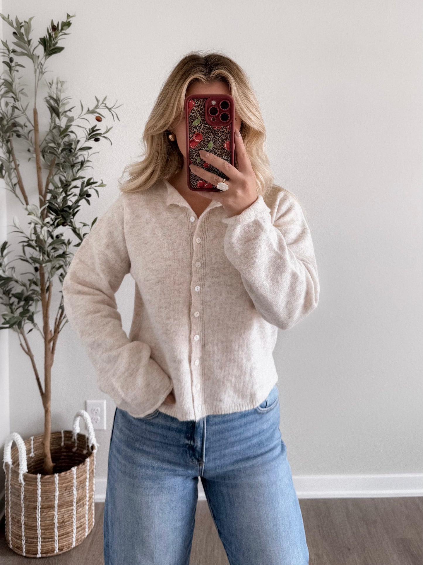 Augie Knit Button Cardigan / Oat