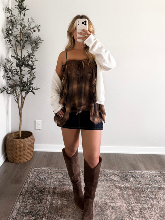 Heartland Plaid Lace Top (PREORDER EST SHIP 9.29)