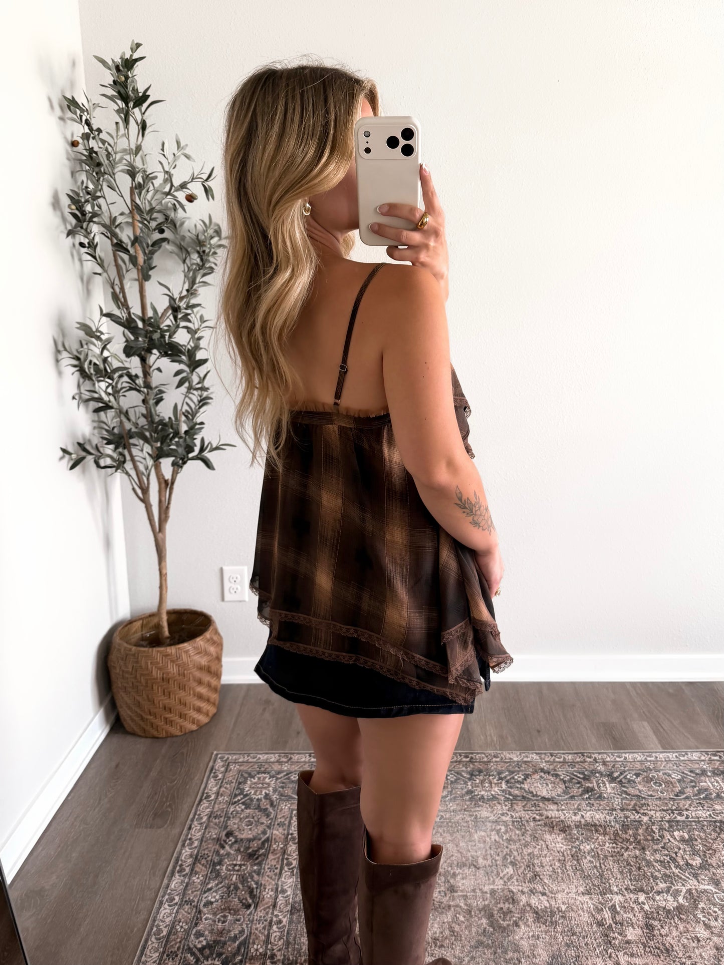 Heartland Plaid Lace Top