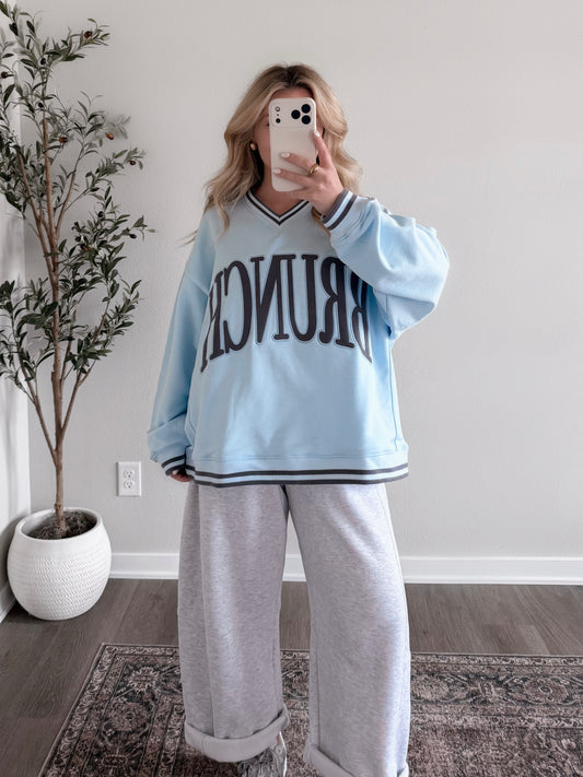 "Brunch" Vintage Blue Pullover