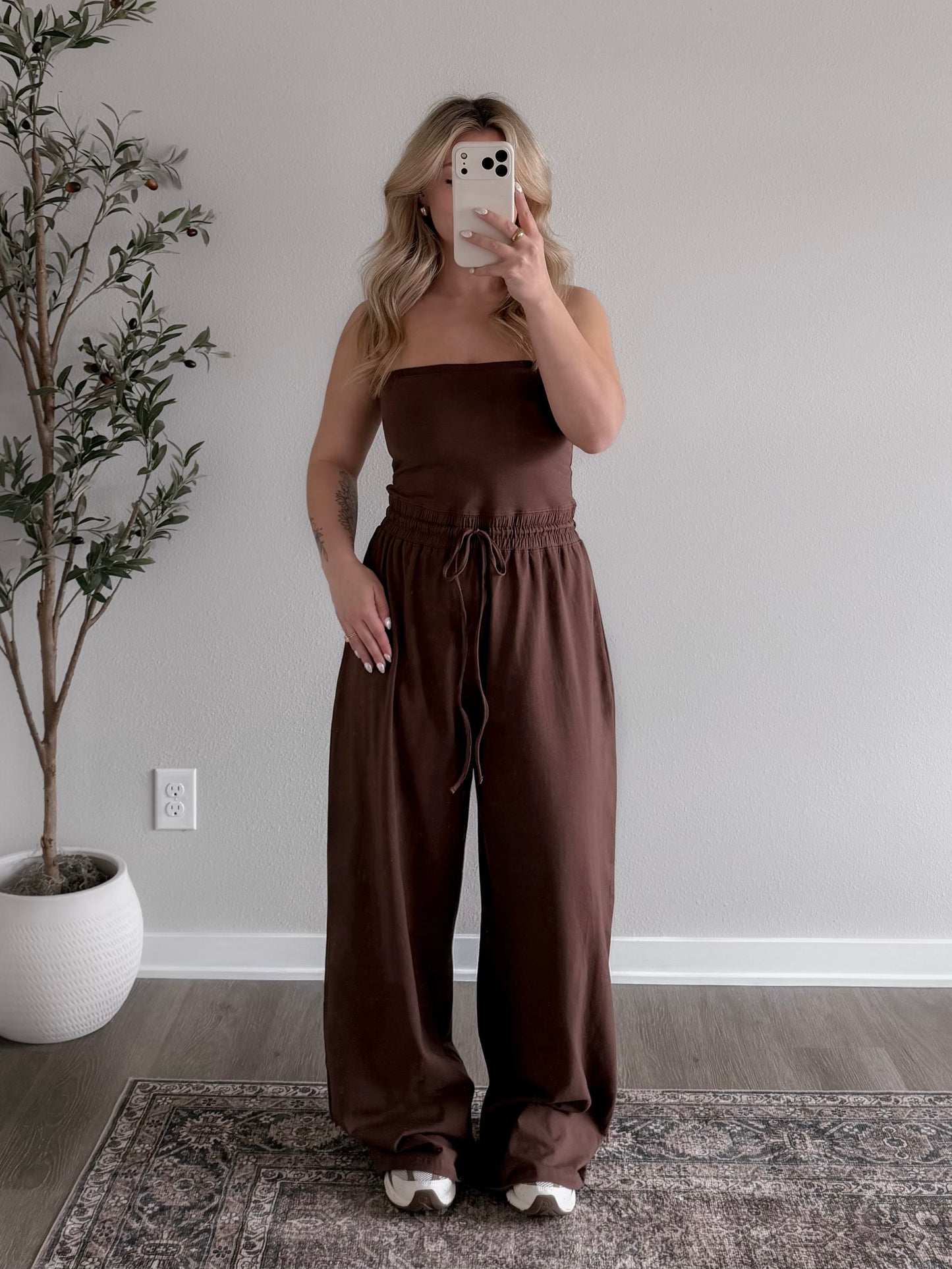 Coffee Run Strapless Jumpsuit (Tall Friendly)