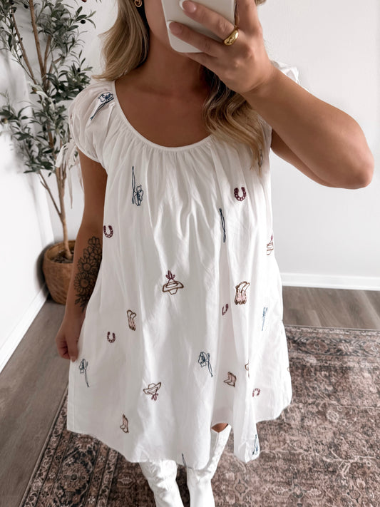 Western Charm Embroidered Dress