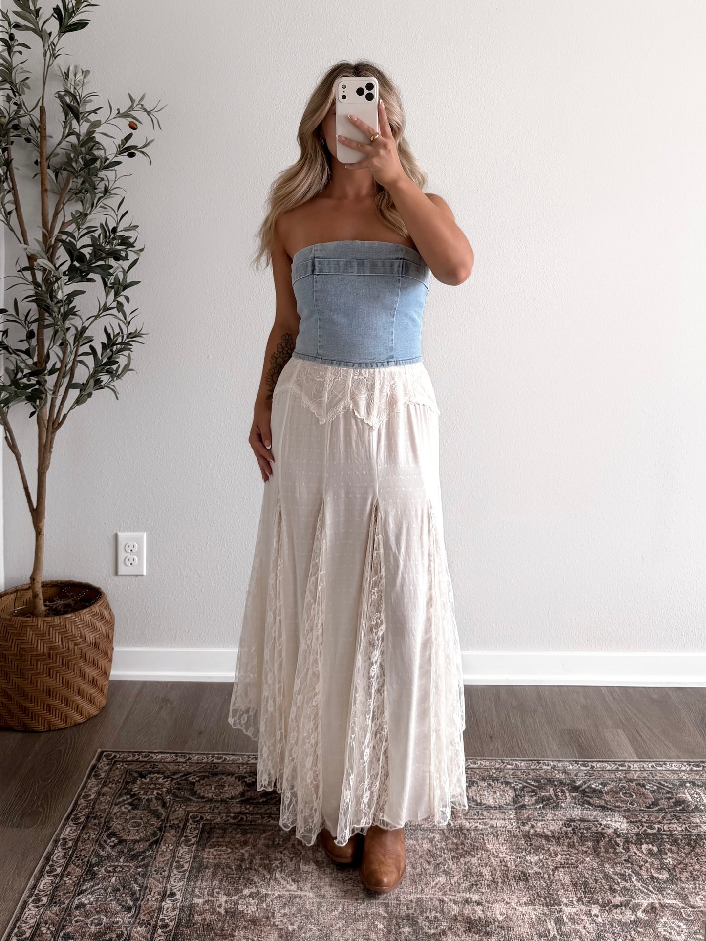Layered Lace Overlay Maxi Skirt