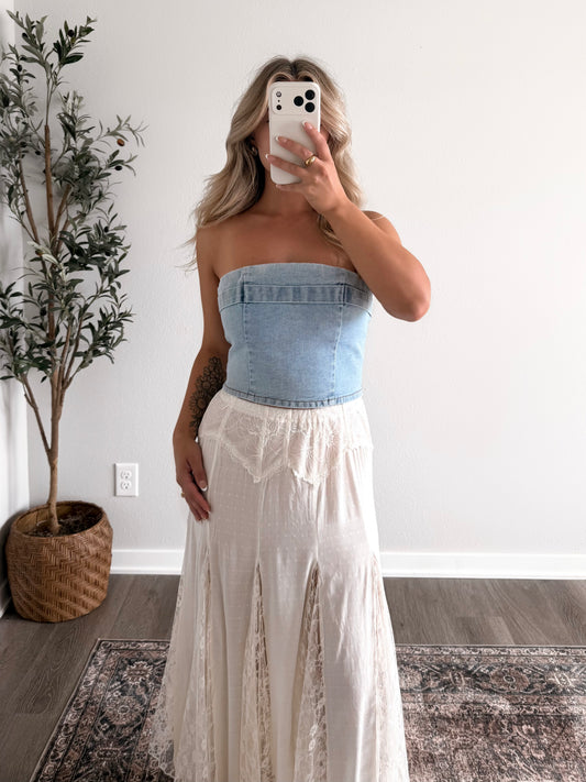 Backstage Strapless Denim Top